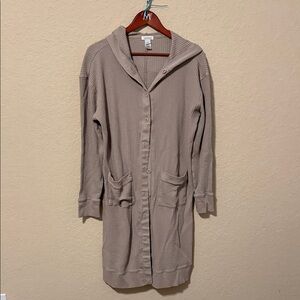 Sundance Long Waffle Knit Hooded Cardigan - Taupe